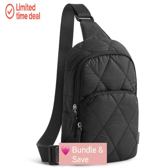 Quilted Puffer Sling Bag, Lightweight Crossbody Purse for Travel & Daily Use - Picture 1 of 8